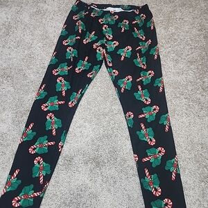 CELWBRATE TOGETHER Candy Cane WOMEN  Print Leggings SZ L